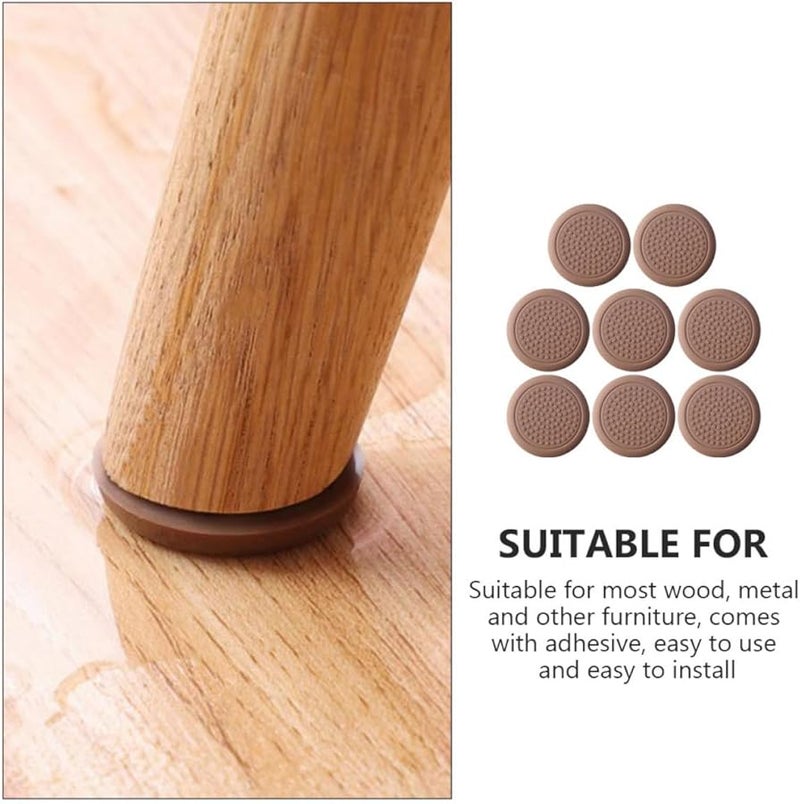 Brown Silicone Furniture Protection Leg Mats 30mm Anti Slip Chair Feet Covers 8pcs Set - Image 4